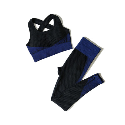 2/3 tk Naiste joogaülikond Õmblusteta silmkoelised joogapüksid Retuusid Riietus Tõmblukk Pikad varrukad Crop Top Fitness Wear Spordirõivad Jõusaalikomplekt