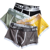 3 buc Lenjerie de corp pentru bărbați BoxerShorts Chiloți bărbați din bumbac Boxeri pentru bărbați, elastici, absorbanți de umiditate, chiloți confortabili imprimați pentru bărbați