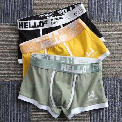 3 buc Lenjerie de corp pentru bărbați BoxerShorts Chiloți bărbați din bumbac Boxeri pentru bărbați, elastici, absorbanți de umiditate, chiloți confortabili imprimați pentru bărbați