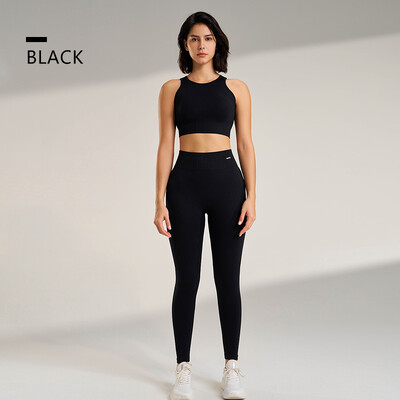 Set de îmbrăcăminte pentru yoga, jambiere și top pentru femei cu talie înaltă, fără sudură, îmbrăcăminte de fitness, lenjerie de antrenament de fitness