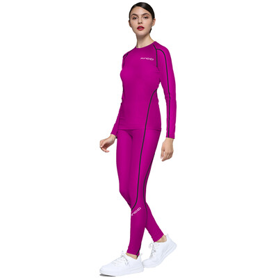 Findci Tricou cu mânecă lungă pentru femei, 2 buc./set Dry Fit, compresie atletică, cu jambiere, strat de bază