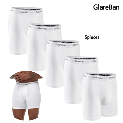 5 tk. Keskpikk valged bokserpüksid Meeste Aluspesu Meeste Aluspüksid Meestele Seksikad Homme Boxershorts Karbipüksid Aluspüksid Slipid Komplekti partii