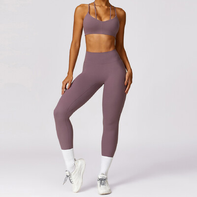 2 TK Naiste õmblusteta joogakomplekt Spordiülikond Jõusaalirõivad Treeningriided Lühikeste varrukatega Jõusaali Crop Top kõrge vöökohaga säärised Fitness Spordirõivad