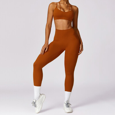 2 TK Naiste õmblusteta joogakomplekt Spordiülikond Jõusaalirõivad Treeningriided Lühikeste varrukatega Jõusaali Crop Top kõrge vöökohaga säärised Fitness Spordirõivad