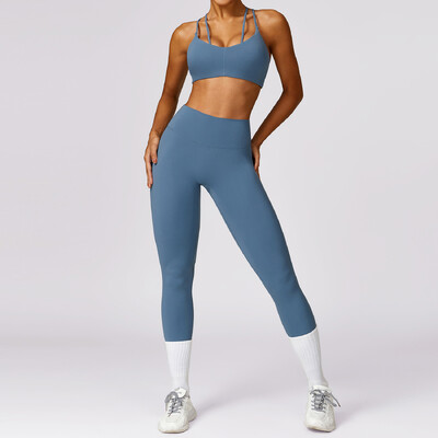 2 TK Naiste õmblusteta joogakomplekt Spordiülikond Jõusaalirõivad Treeningriided Lühikeste varrukatega Jõusaali Crop Top kõrge vöökohaga säärised Fitness Spordirõivad