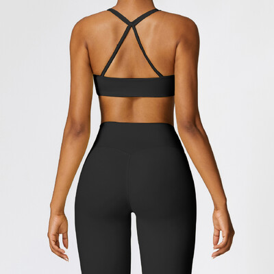 Set de yoga nou, 2 buc. Trening pentru femei, fără sudură, îmbrăcăminte sport, îmbrăcăminte de gimnastică, jambiere cu talie înaltă cu cordon, costume sportive de fitness