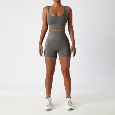2 DB Zökkenőmentes női tréningruha jóga szett edzés Sportruházat tornatermi ruházat sportos viselet Fitness melltartó magas derekú leggings sportruha