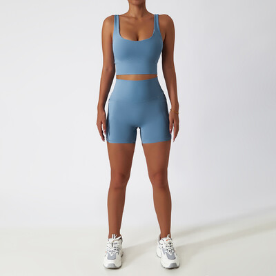 2 DB Zökkenőmentes női tréningruha jóga szett edzés Sportruházat tornatermi ruházat sportos viselet Fitness melltartó magas derekú leggings sportruha