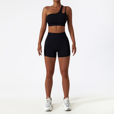 2 DB Zökkenőmentes női tréningruha jóga szett edzés Sportruházat tornatermi ruházat sportos viselet Fitness melltartó magas derekú leggings sportruha