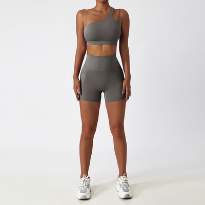 2 DB Zökkenőmentes női tréningruha jóga szett edzés Sportruházat tornatermi ruházat sportos viselet Fitness melltartó magas derekú leggings sportruha