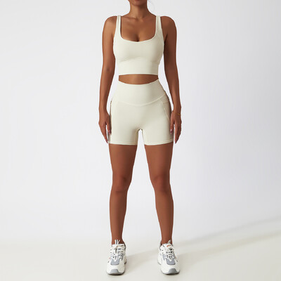 2 DB Zökkenőmentes női tréningruha jóga szett edzés Sportruházat tornatermi ruházat sportos viselet Fitness melltartó magas derekú leggings sportruha