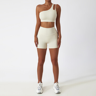 2 DB Zökkenőmentes női tréningruha jóga szett edzés Sportruházat tornatermi ruházat sportos viselet Fitness melltartó magas derekú leggings sportruha
