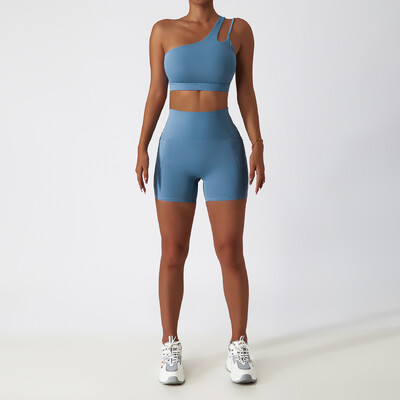 2 DB Zökkenőmentes női tréningruha jóga szett edzés Sportruházat tornatermi ruházat sportos viselet Fitness melltartó magas derekú leggings sportruha