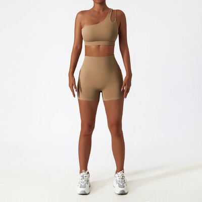 2 DB Zökkenőmentes női tréningruha jóga szett edzés Sportruházat tornatermi ruházat sportos viselet Fitness melltartó magas derekú leggings sportruha
