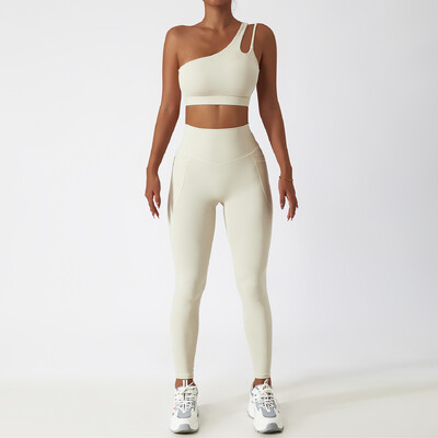 2 DB Zökkenőmentes női tréningruha jóga szett edzés Sportruházat tornatermi ruházat sportos viselet Fitness melltartó magas derekú leggings sportruha