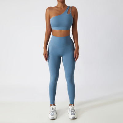 2 DB Zökkenőmentes női tréningruha jóga szett edzés Sportruházat tornatermi ruházat sportos viselet Fitness melltartó magas derekú leggings sportruha