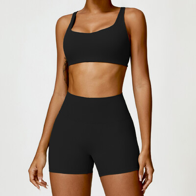 Jóga szett 2 DB Női edzőterem, hosszú ujjú, varrat nélküli sportruházat edzésruházat sportos viselet legging fitness melltartó Crop felső sportruhák