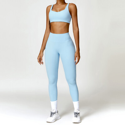 Jóga szett 2 DB Női edzőterem, hosszú ujjú, varrat nélküli sportruházat edzésruházat sportos viselet legging fitness melltartó Crop felső sportruhák