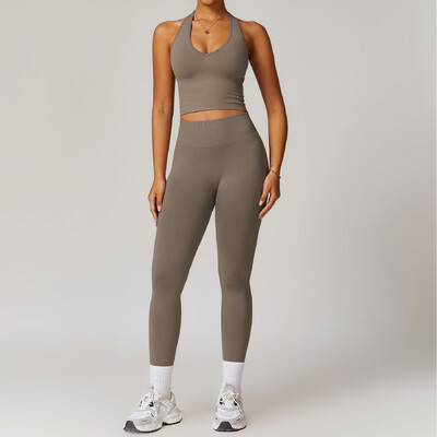 Set de yoga fără cusături 2 buc. Îmbrăcăminte de gimnastică Îmbrăcăminte atletică Costume de yoga pentru femei Set de fitness Treninguri Sutien sport Jambiere de gimnastică Îmbrăcăminte sportivă