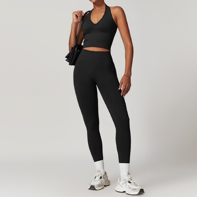 Set de yoga fără cusături 2 buc. Îmbrăcăminte de gimnastică Îmbrăcăminte atletică Costume de yoga pentru femei Set de fitness Treninguri Sutien sport Jambiere de gimnastică Îmbrăcăminte sportivă