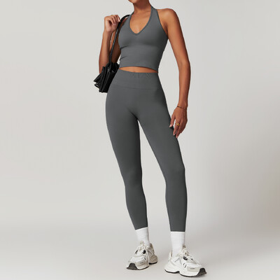 Set de yoga fără cusături 2 buc. Îmbrăcăminte de gimnastică Îmbrăcăminte atletică Costume de yoga pentru femei Set de fitness Treninguri Sutien sport Jambiere de gimnastică Îmbrăcăminte sportivă
