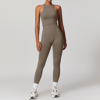 Set de yoga fără cusături 2 buc. Îmbrăcăminte de gimnastică Îmbrăcăminte atletică Costume de yoga pentru femei Set de fitness Treninguri Sutien sport Jambiere de gimnastică Îmbrăcăminte sportivă