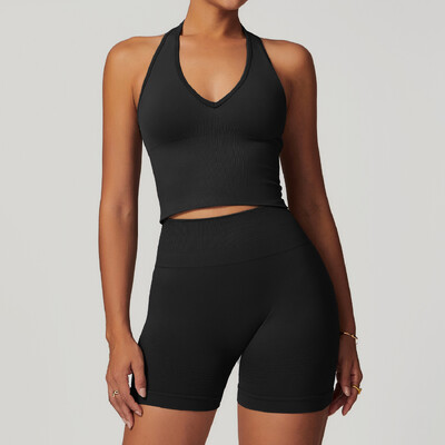 Set de yoga fără cusături 2 buc. Îmbrăcăminte de gimnastică Îmbrăcăminte atletică Costume de yoga pentru femei Set de fitness Treninguri Sutien sport Jambiere de gimnastică Îmbrăcăminte sportivă