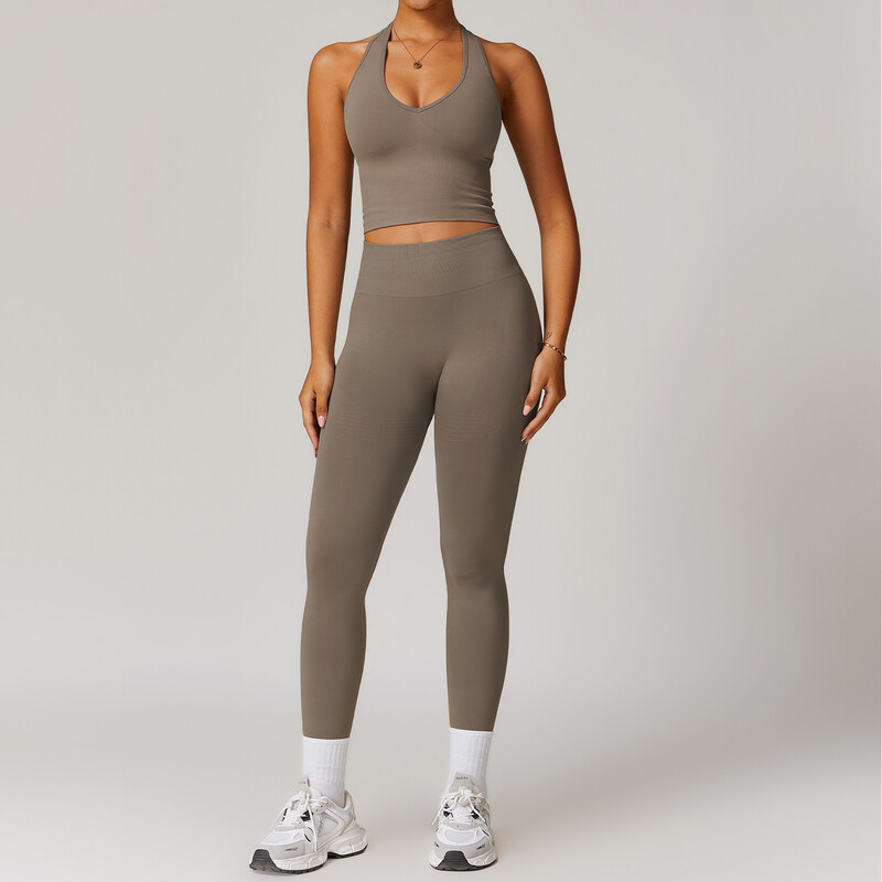 2 τμχ Σετ γιόγκα χωρίς ραφές Ρούχα γυμναστικής Αθλητικά ρούχα Γιόγκα για γυναίκες Σετ γυμναστικής Αθλητικό σουτιέν Κολάν γυμναστικής Αθλητικά ρούχα