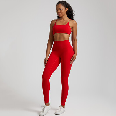 Set de gimnastică moale, din două piese, pentru femei, haine de antrenament, jambiere de gimnastică, costume de sutien sport fără spate, nou în seturi de pantaloni de yoga asortate