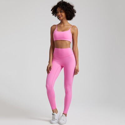 Set de gimnastică moale, din două piese, pentru femei, haine de antrenament, jambiere de gimnastică, costume de sutien sport fără spate, nou în seturi de pantaloni de yoga asortate