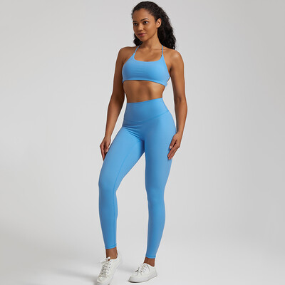 Set de gimnastică moale, din două piese, pentru femei, haine de antrenament, jambiere de gimnastică, costume de sutien sport fără spate, nou în seturi de pantaloni de yoga asortate