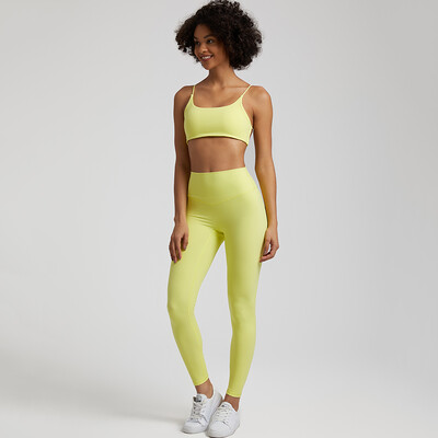 Set de gimnastică moale, din două piese, pentru femei, haine de antrenament, jambiere de gimnastică, costume de sutien sport fără spate, nou în seturi de pantaloni de yoga asortate
