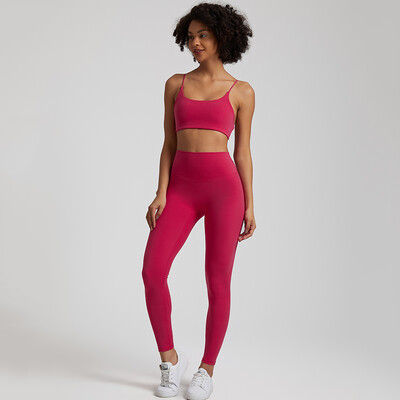 Set de gimnastică moale, din două piese, pentru femei, haine de antrenament, jambiere de gimnastică, costume de sutien sport fără spate, nou în seturi de pantaloni de yoga asortate