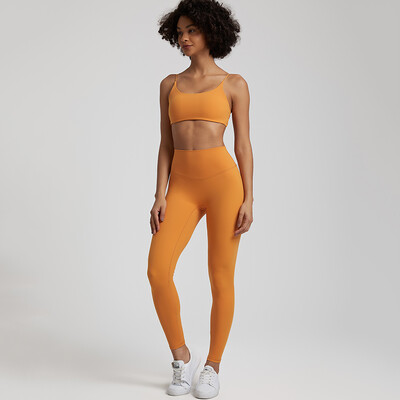 Set de gimnastică moale, din două piese, pentru femei, haine de antrenament, jambiere de gimnastică, costume de sutien sport fără spate, nou în seturi de pantaloni de yoga asortate