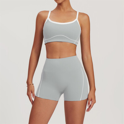 Set de yoga XL 2 buc. Îmbrăcăminte pentru femei Set de antrenament Îmbrăcăminte sport Îmbrăcăminte de gimnastică Sutien de fitness Push Up Jambiere cu talie înaltă Costume sportive