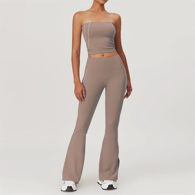 Set de yoga XL 2 buc. Îmbrăcăminte pentru femei Set de antrenament Îmbrăcăminte sport Îmbrăcăminte de gimnastică Sutien de fitness Push Up Jambiere cu talie înaltă Costume sportive