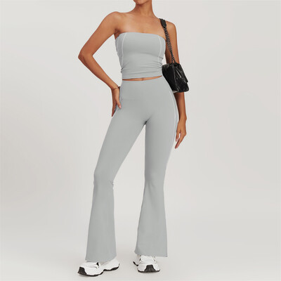 Set de yoga XL 2 buc. Îmbrăcăminte pentru femei Set de antrenament Îmbrăcăminte sport Îmbrăcăminte de gimnastică Sutien de fitness Push Up Jambiere cu talie înaltă Costume sportive