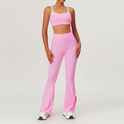 Set de yoga XL 2 buc. Îmbrăcăminte pentru femei Set de antrenament Îmbrăcăminte sport Îmbrăcăminte de gimnastică Sutien de fitness Push Up Jambiere cu talie înaltă Costume sportive