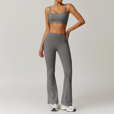 2 buc. Îmbrăcăminte de iarnă pentru femei Set de yoga pentru antrenament Îmbrăcăminte sport Îmbrăcăminte de gimnastică Fitness cu mânecă lungă Crop Top Jambiere cu talie înaltă Costume sportive