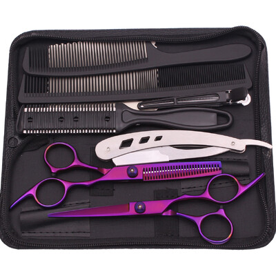 Foarfece de păr Purple Dragon Foarfece de coafură Set de tunsoare din inox 6" Foarfece de tuns Foarfece de tuns Piepteni de ras C1001