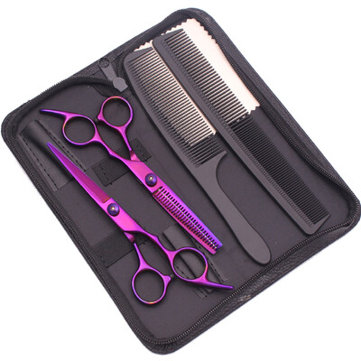 Foarfece de păr Purple Dragon Foarfece de coafură Set de tunsoare din inox 6" Foarfece de tuns Foarfece de tuns Piepteni de ras C1001