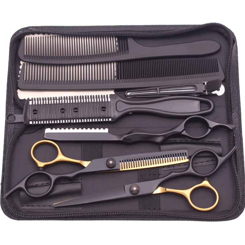 Ψαλίδι Μαλλιών Ψαλίδι κομμωτηρίου Purple Dragon 6" Ανοξείδωτο σετ κουρέματος Ψαλίδι αραίωσης Ψαλίδι κούρεμα Ξυράφι χτένες C1001