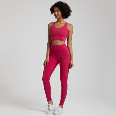 Set de yoga moale, 2 bucăți, îmbrăcăminte sport pentru femei, ținută de antrenament, îmbrăcăminte de gimnastică, sutien sport cu bretele, jambiere cu talie înaltă, costume sportive