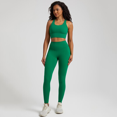 Set de yoga moale, 2 bucăți, îmbrăcăminte sport pentru femei, ținută de antrenament, îmbrăcăminte de gimnastică, sutien sport cu bretele, jambiere cu talie înaltă, costume sportive