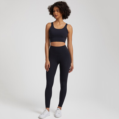 Set de yoga moale, 2 bucăți, îmbrăcăminte sport pentru femei, ținută de antrenament, îmbrăcăminte de gimnastică, sutien sport cu bretele, jambiere cu talie înaltă, costume sportive