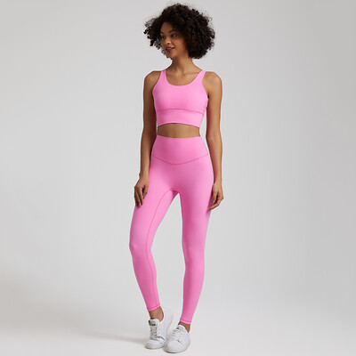 Set de yoga moale, 2 bucăți, îmbrăcăminte sport pentru femei, ținută de antrenament, îmbrăcăminte de gimnastică, sutien sport cu bretele, jambiere cu talie înaltă, costume sportive