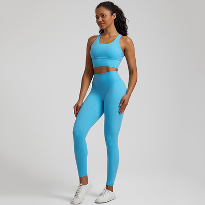 Set de yoga moale, 2 bucăți, îmbrăcăminte sport pentru femei, ținută de antrenament, îmbrăcăminte de gimnastică, sutien sport cu bretele, jambiere cu talie înaltă, costume sportive