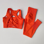 Set 2 piese Trening pentru fitness pentru femei Set de yoga Set de gimnastică scobit Sutien sport + Jambiere cu talie înaltă Costume sportive Îmbrăcăminte sport de antrenament