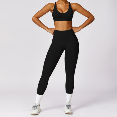 NCLAGEN 2 részes női fitnesz izzasztó készlet edzőtermi ruhák jóga viselet felső póló és leggings melltartó Sportruházat futó edzés sport felszerelés