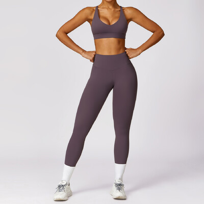 NCLAGEN 2 részes női fitnesz izzasztó készlet edzőtermi ruhák jóga viselet felső póló és leggings melltartó Sportruházat futó edzés sport felszerelés